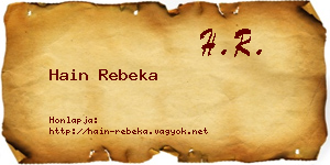 Hain Rebeka névjegykártya